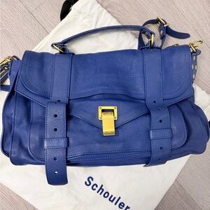 Proenza Schouler PS1 medium blue leather bag classic with dustbag